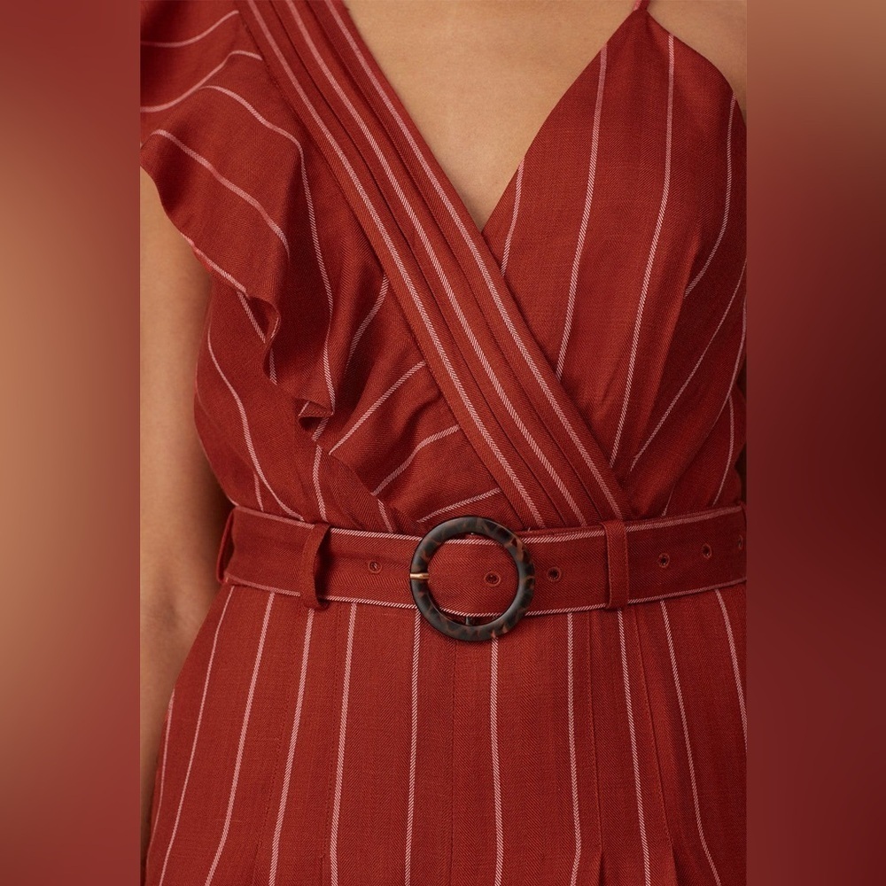 Three Floor Rent the Runway Stripe one shoulder Margaux jumpsuit Sz 6 $360 - Picture 2 of 13